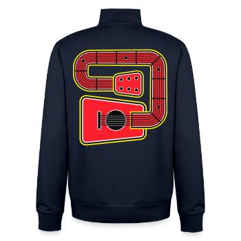 Rote Abstract Shape Gitarre - Unisex Organic Zip Sweatshirt von Stanley/Stella - Navy - Hinten - AI Model Male 185 light (185cm)