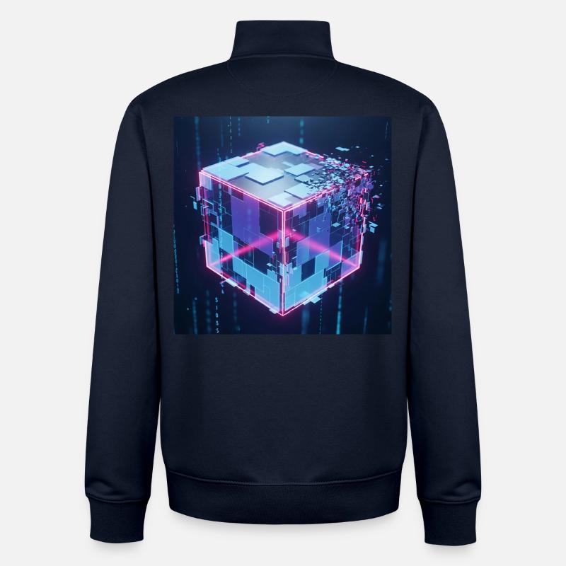 Digitaler Würfel Technologie Digital Cube Tech - Unisex Organic Zip Sweatshirt von Stanley/Stella - Navy