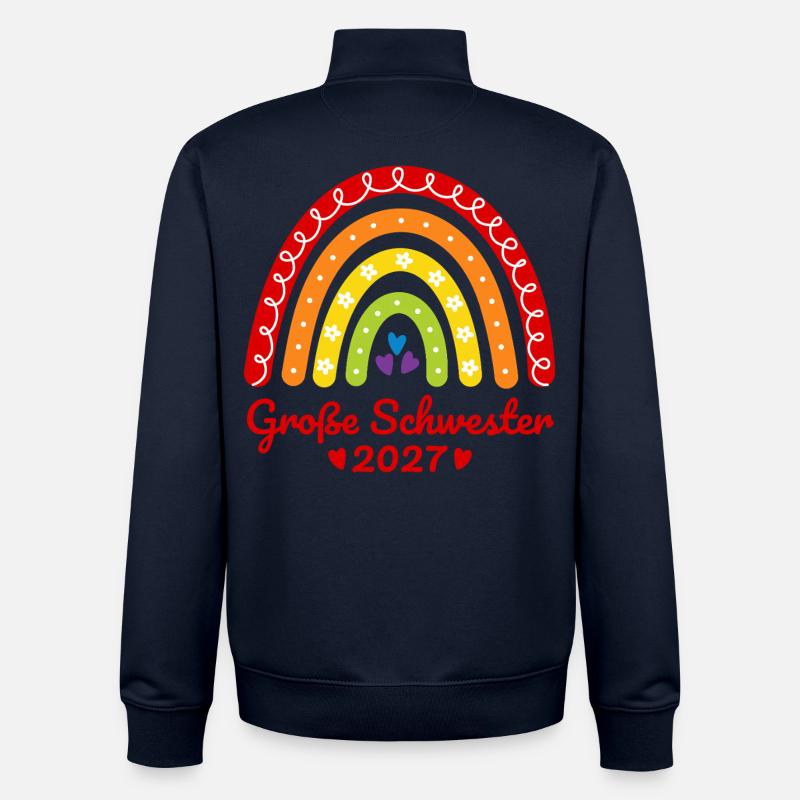 Große Schwester 2027 Boho Regenbogen bunt - Unisex Organic Zip Sweatshirt von Stanley/Stella - Navy