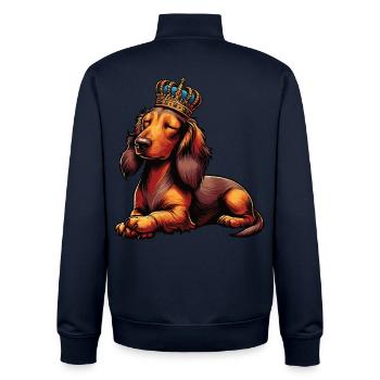 Langhaardackel Dackel Dackelhalter Teckel Tekkel - Unisex Organic Zip Sweatshirt von Stanley/Stella - Navy - Hinten - AI Model Male 185 light (185cm)