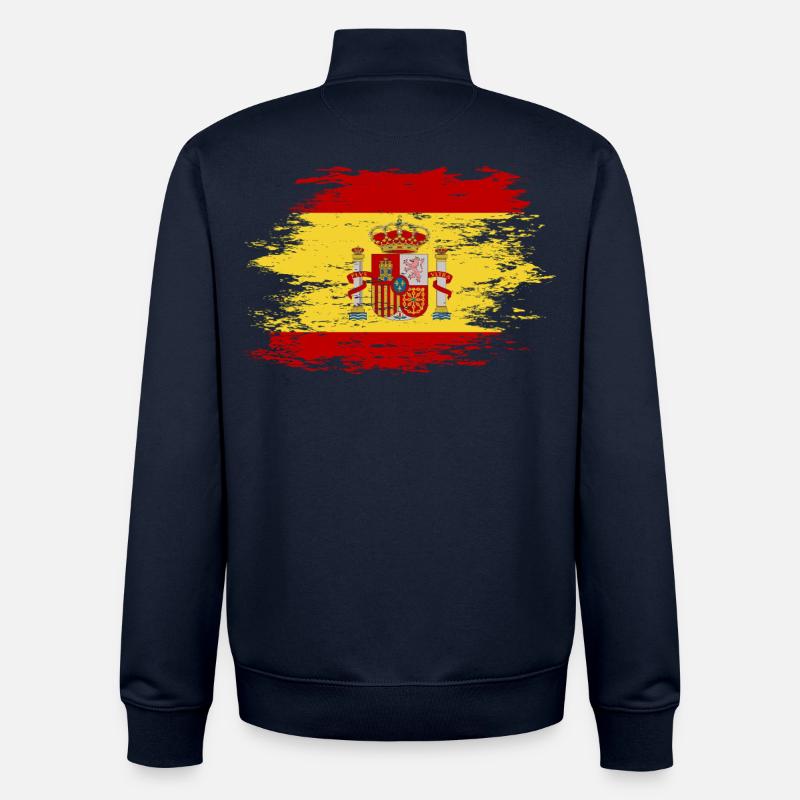 Drapeau de l’Espagne utilisé - Sweat zippé unisexe en coton bio Stanley/Stella - marine