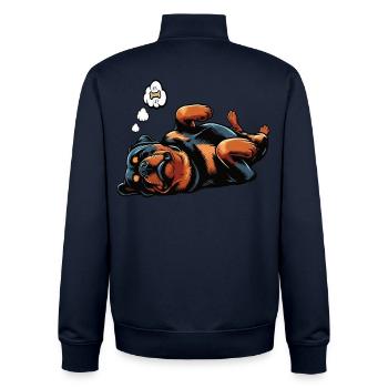 Rottweiler Propriétaire de Rottweiler Lovers - Sweat zippé unisexe en coton bio Stanley/Stella - marine - Dos - AI Model Male 185 light (185cm)