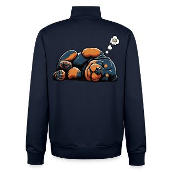 Rottweiler Propriétaire de Rottweiler Lovers - Sweat zippé unisexe en coton bio Stanley/Stella - marine - Dos - AI Model Male 185 light (185cm)