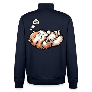 Pomeranian Pomeranian Pomeranian Spitz Dog Miniature Spitz Holder - Unisex Organic Zip Sweatshirt by Stanley/Stella - navy - Back - AI Model Male 185 light (185cm)