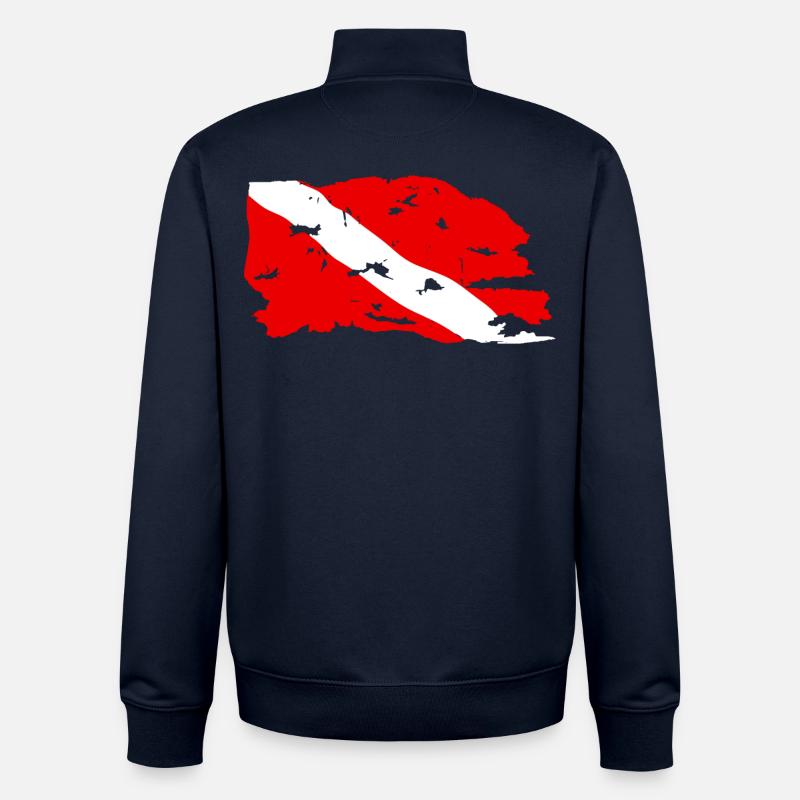 Drapeau Plongée Usé - Sweat zippé unisexe en coton bio Stanley/Stella - marine