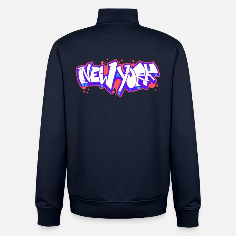 Graffiti horizontal de New York 1 - Sweat zippé unisexe en coton bio Stanley/Stella - marine