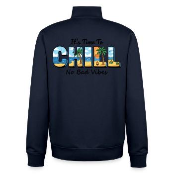 It's Time To Chill – No Bad Vibes - Unisex Organic Zip Sweatshirt by Stanley/Stella - navy - Back - AI Model Male 185 light (185cm)