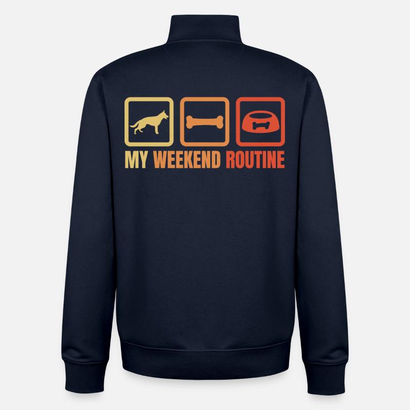 German Shepherd Weekend Routine - Unisex Organic Zip Sweatshirt by Stanley/Stella - navy