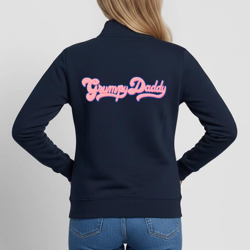 Script rétro de Grumpy Daddy - Couleur « Chewing-gum » Sweat zippé unisexe en coton bio Stanley/Stella