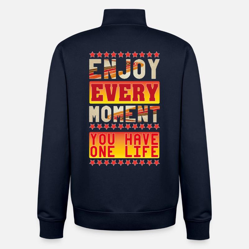 Profitez de chaque instant - Sweat zippé unisexe en coton bio Stanley/Stella - marine