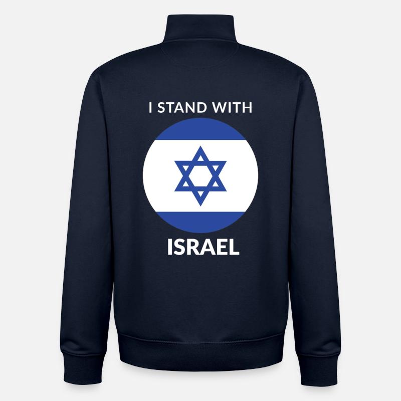 JE SUIS AUX CÔTÉS D’ISRAËL - Sweat zippé unisexe en coton bio Stanley/Stella - marine