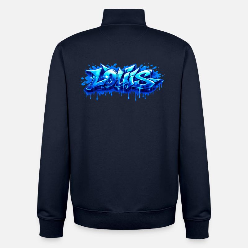 Graffiti LOUIS Name Geschenk Ideal Druckbar - Unisex Organic Zip Sweatshirt von Stanley/Stella - Navy