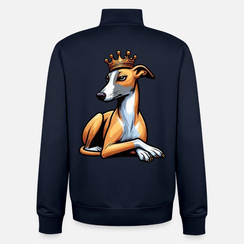 Whippet Greyhound Whippets Propriétaire de lévrier - Sweat zippé unisexe en coton bio Stanley/Stella - marine