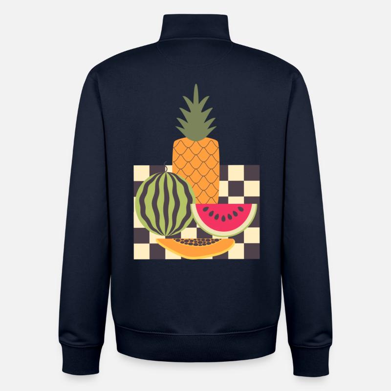 Fruit abstrait et géométrie - Sweat zippé unisexe en coton bio Stanley/Stella - marine