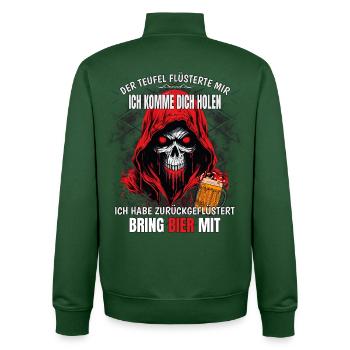 The devil whispered to me... - Unisex Organic Zip Sweatshirt by Stanley/Stella - bottle green - Back - AI Model Male 185 dark (185cm)