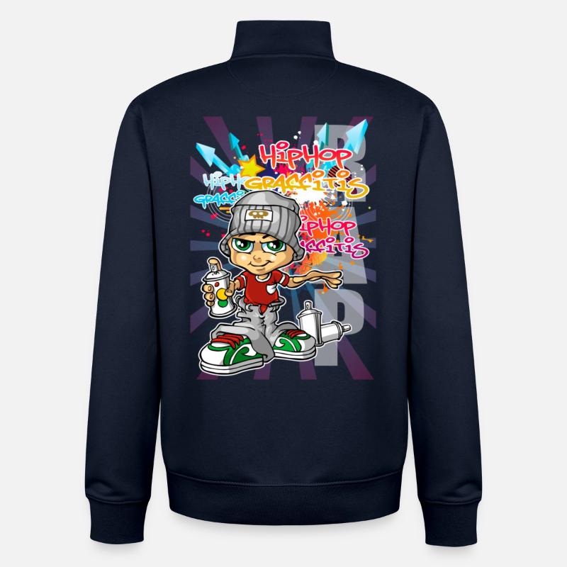 Garçon Graffiti - Sweat zippé unisexe en coton bio Stanley/Stella - marine