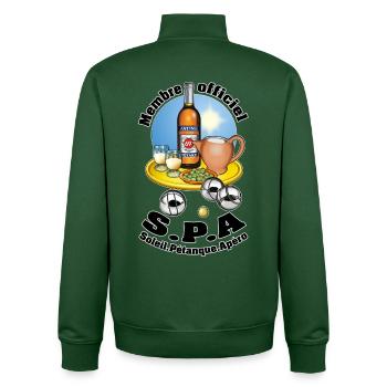 SPA soleil pétanque apéro - Unisex Organic Zip Sweatshirt von Stanley/Stella - Flaschengrün - Hinten - AI Model Male 185 dark (185cm)