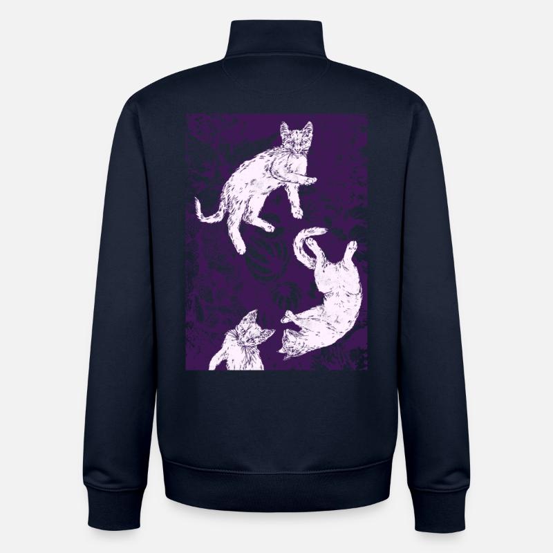 THREE WHITE KITTENS - Unisex Organic Zip Sweatshirt by Stanley/Stella - navy