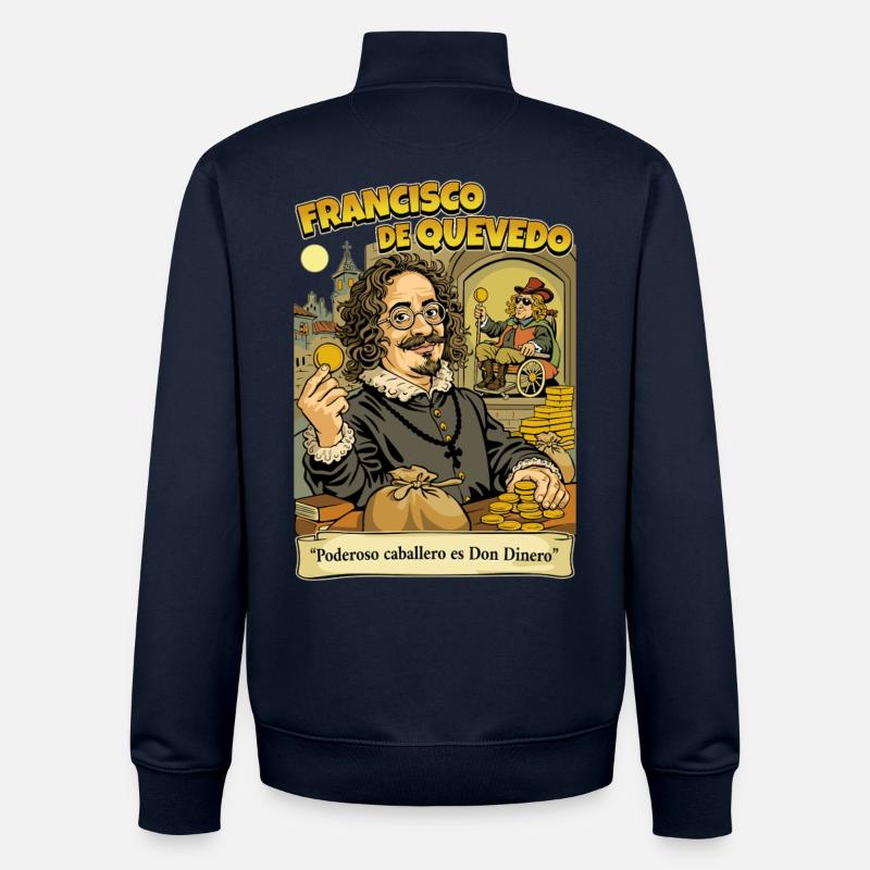 Francisco de Quevedo - Sweat zippé unisexe en coton bio Stanley/Stella - marine