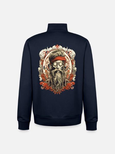 Retro Ghost Hunter TattooDesign - Unisex Organic Zip Sweatshirt by Stanley/Stella - navy