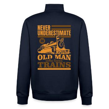Railroad Grandpa - Unisex Organic Zip Sweatshirt by Stanley/Stella - navy - Back - AI Model Male 185 light (185cm)