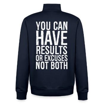 Du kannst Ergebnisse oder Ausreden haben, nicht beides - Unisex Organic Zip Sweatshirt von Stanley/Stella - Navy - Hinten - AI Model Male 185 light (185cm)