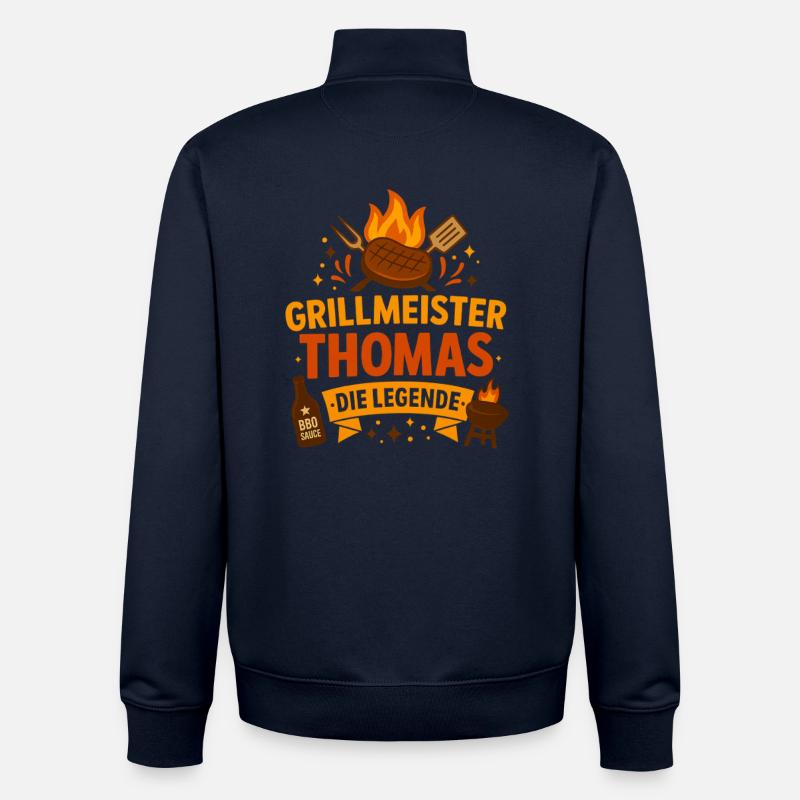 Grill Master Thomas La Légende - Sweat zippé unisexe en coton bio Stanley/Stella - marine