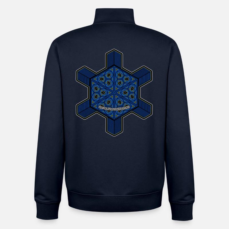 Fractal Evolution Experience Mandala Psytrance Goa - Unisex Organic Zip Sweatshirt von Stanley/Stella - Navy