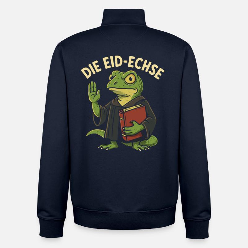 Die Eid-Echse als lustiger Justiz-Gag - Unisex Organic Zip Sweatshirt von Stanley/Stella - Navy