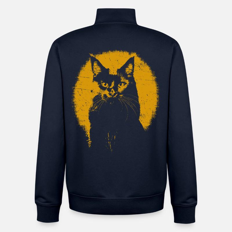 Chat silhouette  - Sweat zippé unisexe en coton bio Stanley/Stella - marine