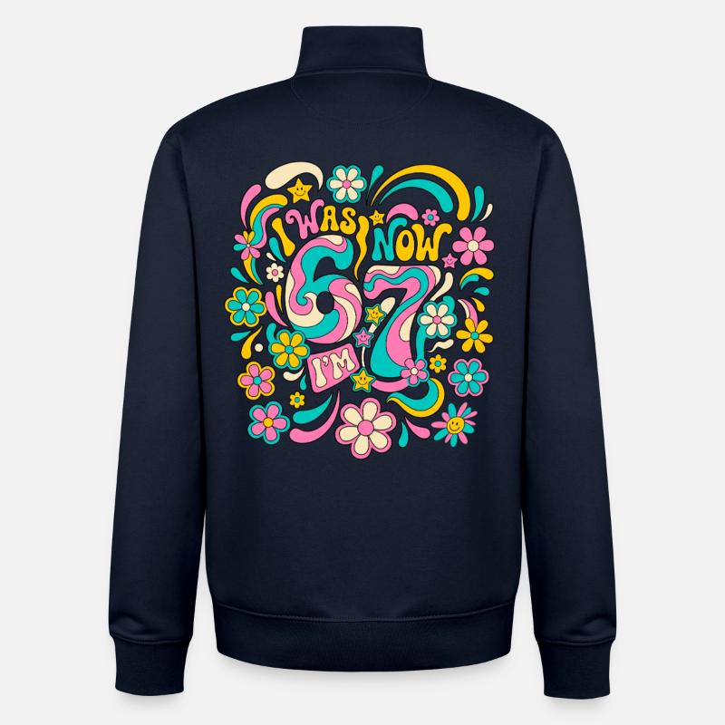 Six Seven Meme 6-7 - Sweat zippé unisexe en coton bio Stanley/Stella - marine