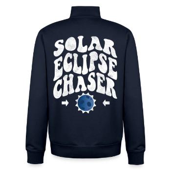 Solar eclipse chaser white - Unisex Organic Zip Sweatshirt by Stanley/Stella - navy - Back - AI Model Male 185 light (185cm)