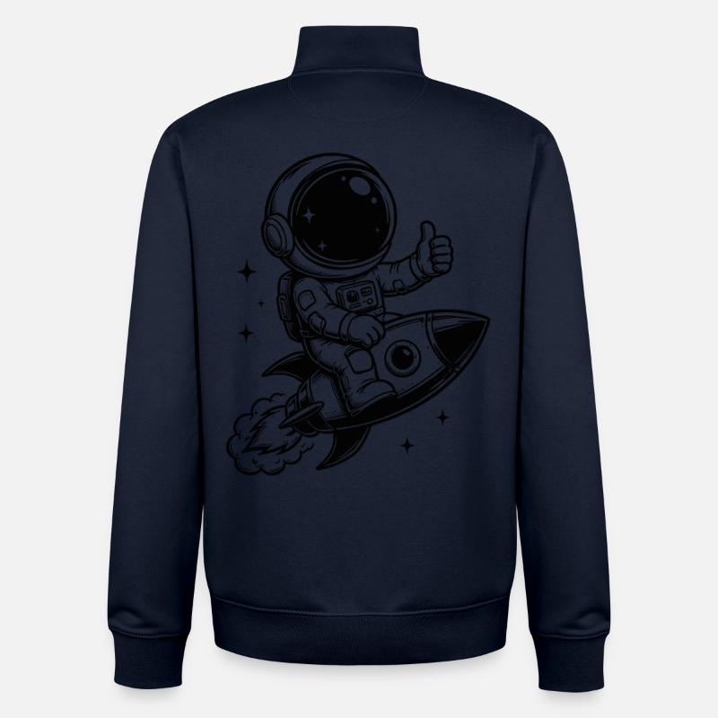 Astronaut on rocket space adventure - Unisex Organic Zip Sweatshirt by Stanley/Stella - navy