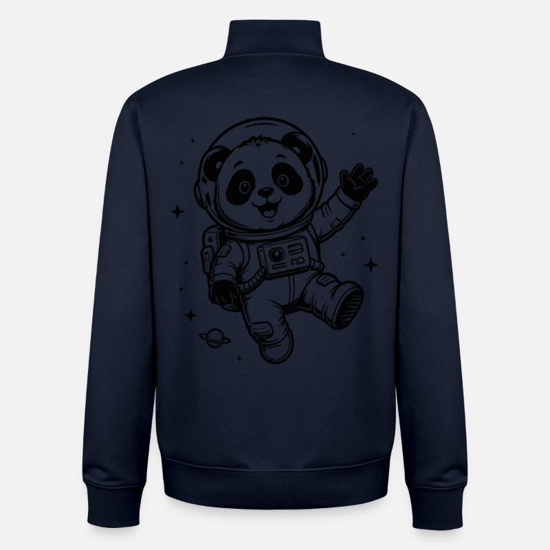 Astronaut Panda Space Waving Adventure - Unisex Organic Zip Sweatshirt by Stanley/Stella - navy