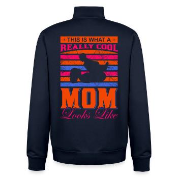 Really Cool Mom Shirt – Gift Idea - Unisex Organic Zip Sweatshirt by Stanley/Stella - navy - Back - AI Model Male 185 light (185cm)