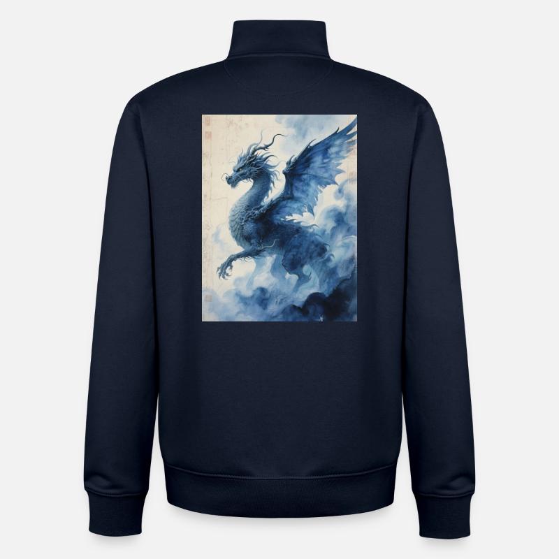 L'Envol Ancestral : Yinglong – Souffle Premier - Sweat zippé unisexe en coton bio Stanley/Stella - marine