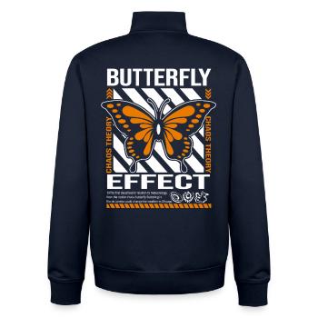 Butterfly Effect Chaos Theory Graphic Tee - Unisex Organic Zip Sweatshirt by Stanley/Stella - navy - Back - AI Model Male 185 light (185cm)