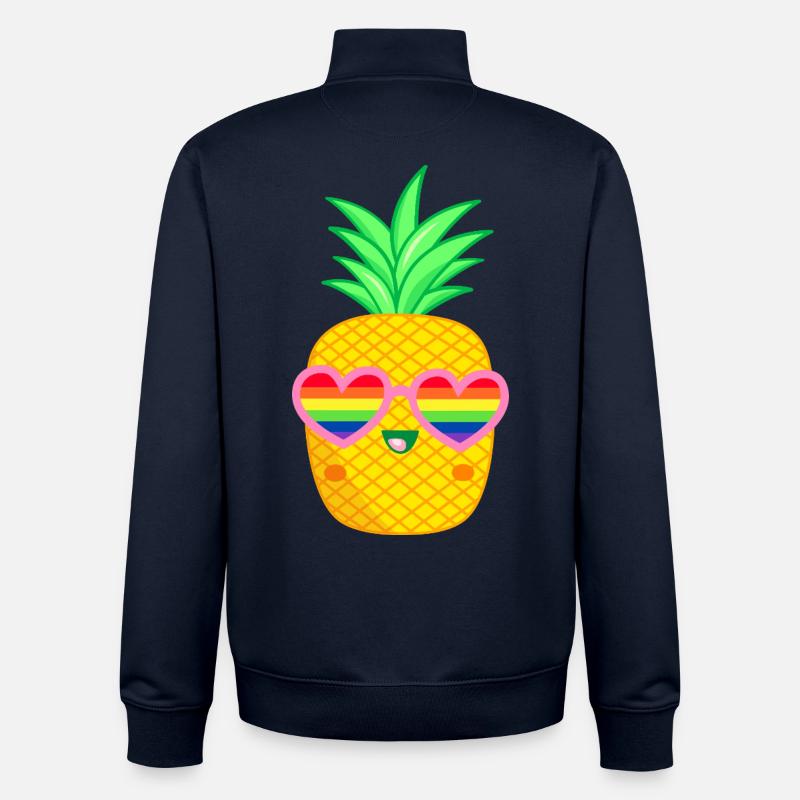 LGBTQ Ananas Herzbrille Regenbogenfahne - Unisex Organic Zip Sweatshirt von Stanley/Stella - Navy