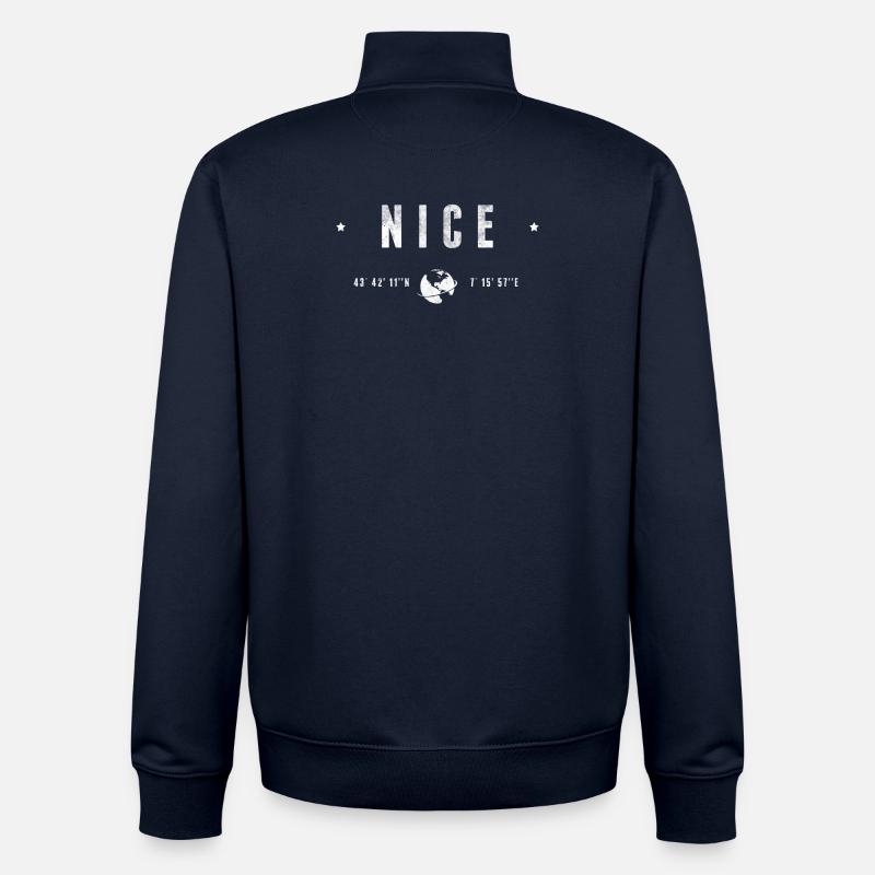 Nice Coordonnées Géographiques Stylisées - Sweat zippé unisexe en coton bio Stanley/Stella - marine