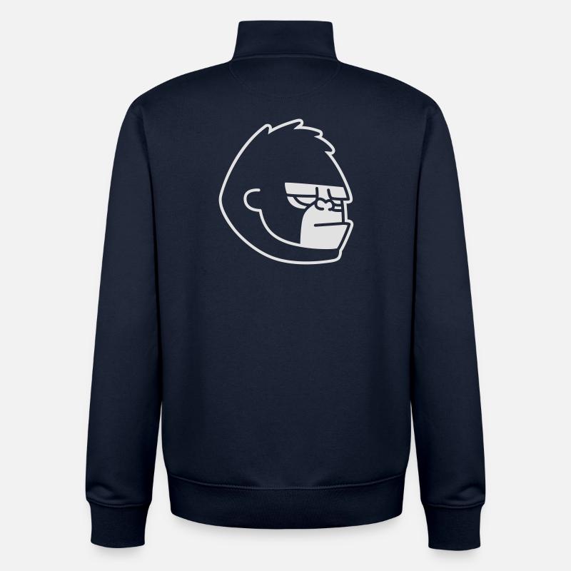 Gorilla - Gorillaz - Sweat zippé unisexe en coton bio Stanley/Stella - marine