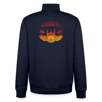 Palais de Marrakech avec palmes / cadeau Afrique du Nord - Sweat zippé unisexe en coton bio Stanley/Stella - marine - Dos - AI Model Male 185 light (185cm)