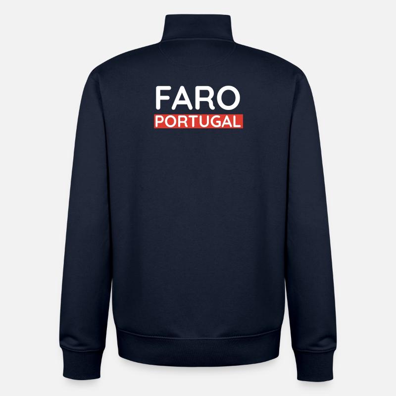 Faro Algarve Souvenir - Sweat zippé unisexe en coton bio Stanley/Stella - marine