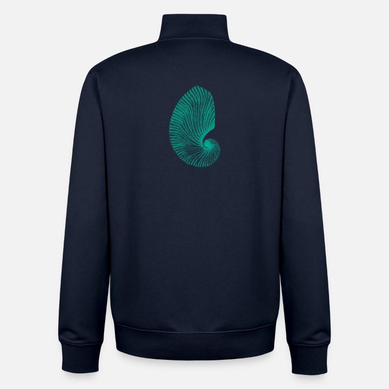 Teal Abstract Snail Pattern - Unisex Organic Zip Sweatshirt by Stanley/Stella - navy