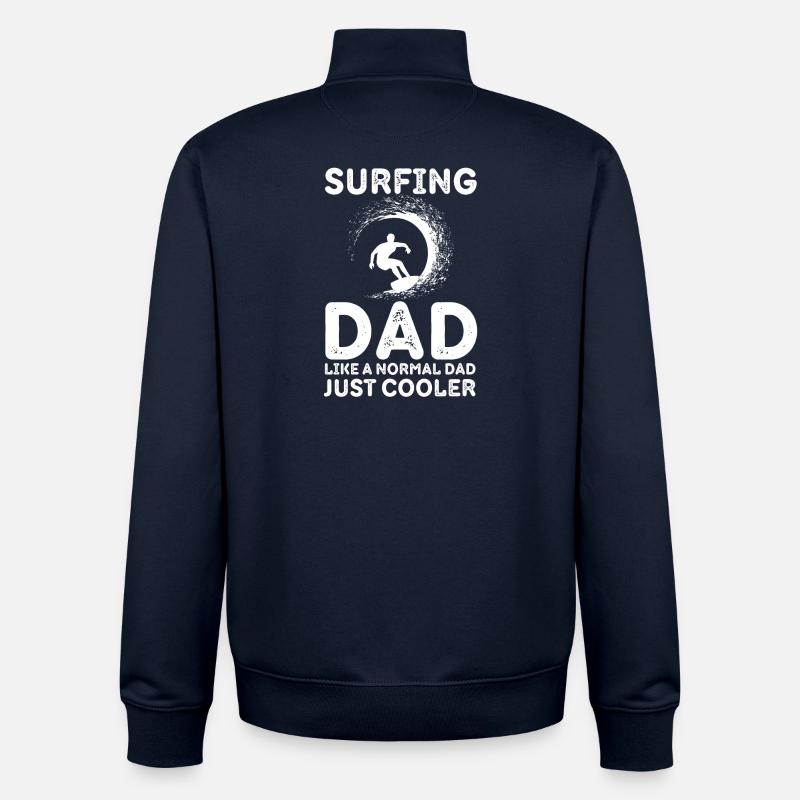 Papa surfeur - Sweat zippé unisexe en coton bio Stanley/Stella - marine