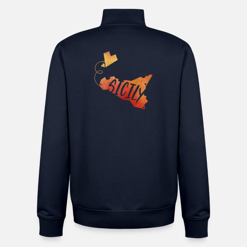 Sicile - Sweat zippé unisexe en coton bio Stanley/Stella - marine