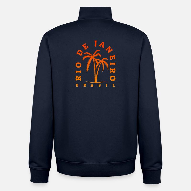 Rio de Janeiro Palm Tree Retro - Unisex Organic Zip Sweatshirt von Stanley/Stella - Navy