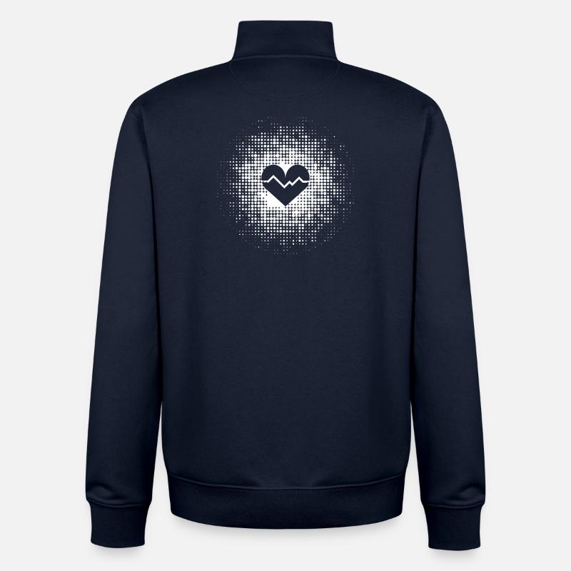 Contexte du cœur en points - Sweat zippé unisexe en coton bio Stanley/Stella - marine