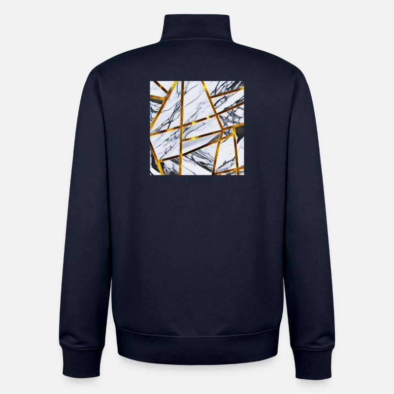 Marbre Or Blanc - Sweat zippé unisexe en coton bio Stanley/Stella - marine