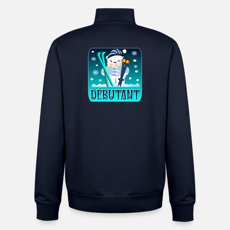 WINTER - Beginner - SKIING - BEAR - Unisex Organic Zip Sweatshirt by Stanley/Stella - navy