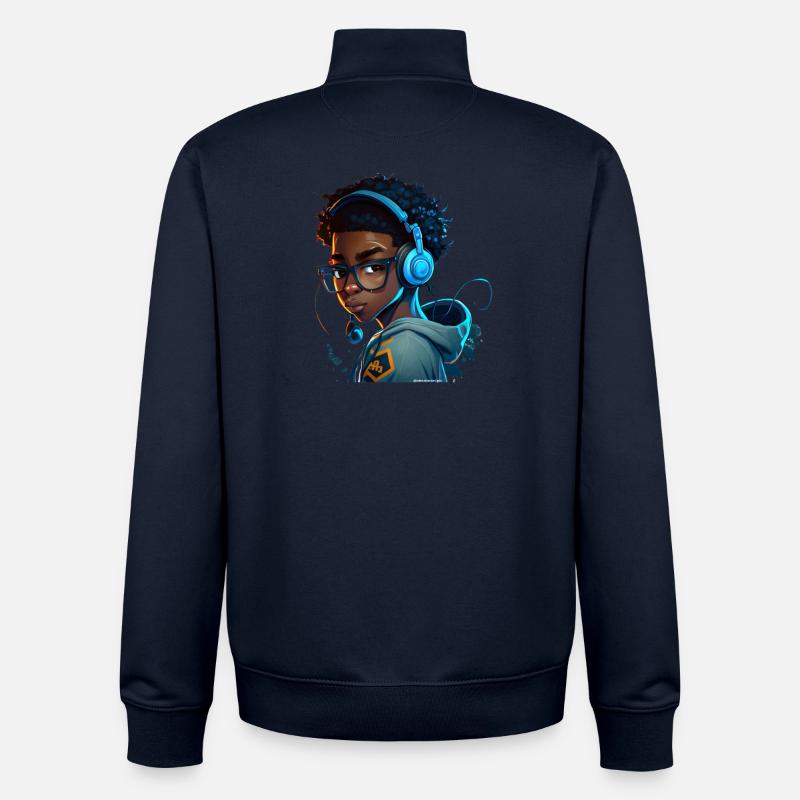 Digitaler Gaming-Charakter mit Headset - Unisex Organic Zip Sweatshirt von Stanley/Stella - Navy